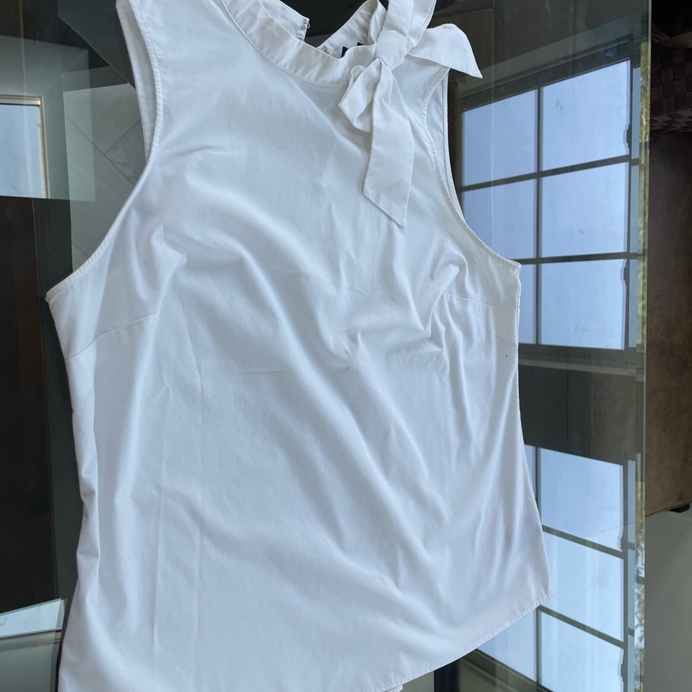 Worthington White Sleeveless Blouse with Bow Detail